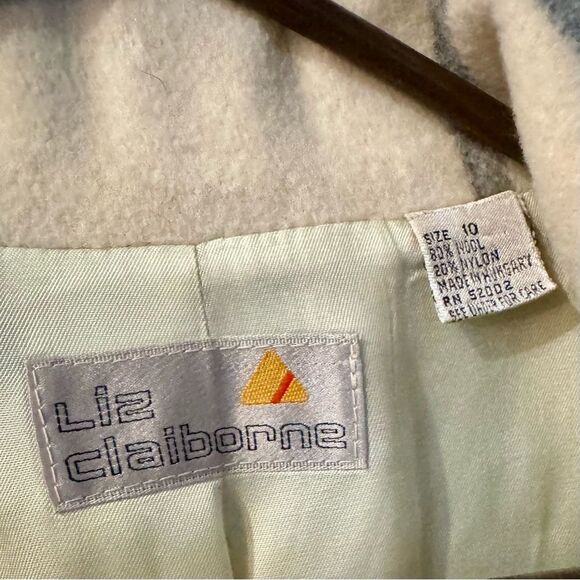 Vintage 1980’s Liz Claiborne Wool Windowpane Coat Blazer Jacket 10 - Picture 7 of 10